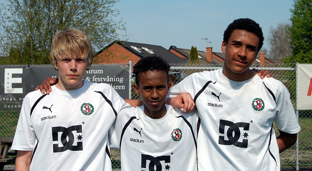 Joakim Åberg, Ahmed Said Hassan och Marcus Moore efter Djurgården
