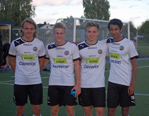 (Lite suddiga) målgörare mot Mölnlycke: Carl Jägerhill, Felix Möler, Rikard Hallgren och Ali Jafri.