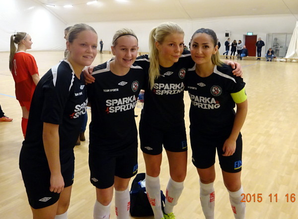 Målgörarna i futsalmatchen mot Rynninge IK. Josephine Zandén, Jenny Börjesson, Emma Tivemo och Silvia Erkisi.